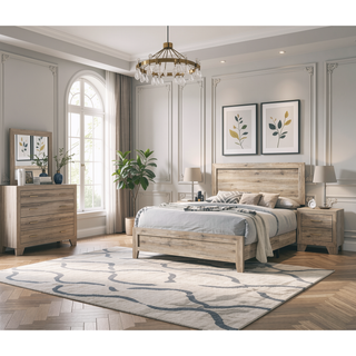 Sunvega Natural Finish Nightstand with Two Spacious Drawers and Tapered Legs
