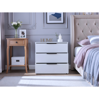 Sunvega Washington Three Drawer Dresser with Display Top for Bedroom Decor