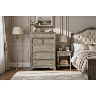 Sunvega Waxed Driftwood Finish Hardwood Vintage Chest with Pewter Hardware