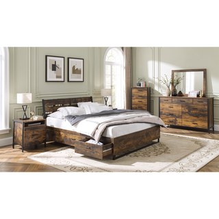 Sunvega Industrial Style Dresser with Rustic Oak and Black Finish