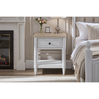 Sunvega Cement and Sand Teen Nightstand with Drawer and USB Charging Port