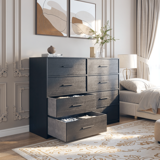 Sunvega 8-Drawer Dresser with Large Fabric Storage and Premium Wooden Frame