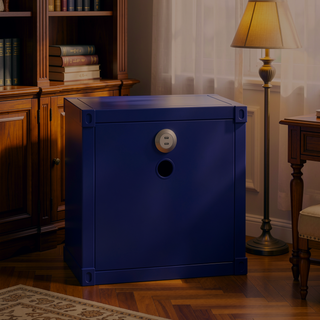 Sunvega Blue Nightstand with Open Shelf for Modern Bedroom Spaces