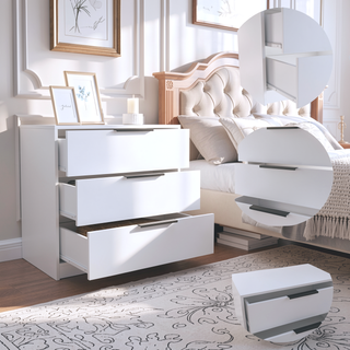 Sunvega White 3-Drawer Rectangle Dresser with Sleek Compact Storage and Versatile Design