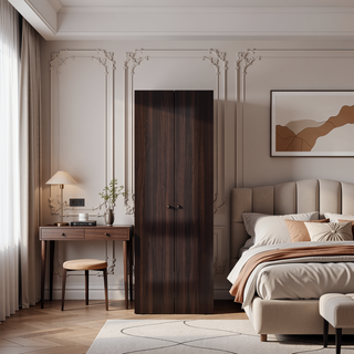 Sunvega 2-Door Black Armoire with Hanging Rod and Storage Shelf for Bedroom