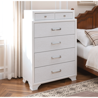 Sunvega White Finish Chest with French Dovetail and Black Felt Lined Top Drawers