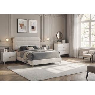 Sunvega Contemporary Antique White Nightstand with Two Drawers and Rounded Edges