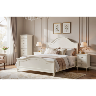 Sunvega Antique White Finish Coastal Transitional Style Chest with Ball Bearing Glides