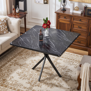 Sunvega Square Dining Table with MDF Top and Carbon Iron Legs for Kitchen Dining Room