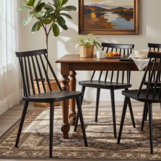 Sunvega Farmhouse Spindle Back Dining Chairs Set of 2 in Sturdy Polypropylene