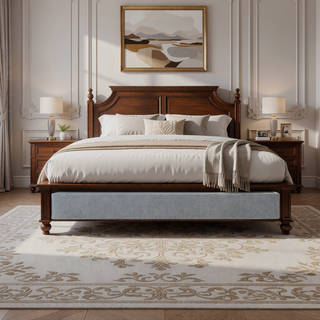 Sunvega Foldable Twin-Size Metal Mattress Bed Base with Removable Linen Cover