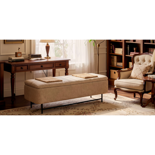Sunvega Upholstered Storage Bench with Lift Top for Living Room Bedroom