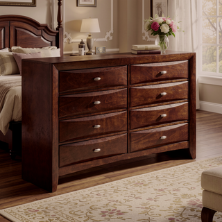 Sunvega Lucille Black Nightstand with Spacious Drawers and Chambered Fronts