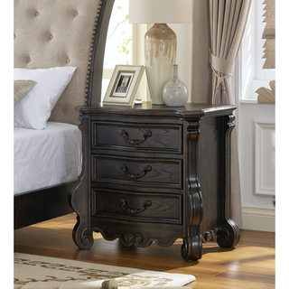 Sunvega Dark Brown Nightstand with French Dovetail Drawers and Antique Finish