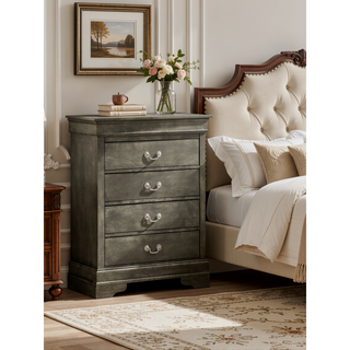 Sunvega Elegant Gray Traditional Storage Chest with Four Drawers for Organized Storage
