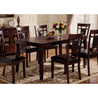 Sunvega Brown Espresso Finish Transitional 7-Pc Dining Set with Lattice Chairs