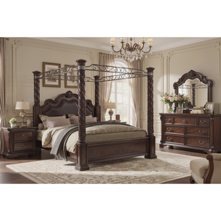 Sunvega Mahogany Finish 2 Drawer Nightstand with Ash Veneers and Custom Hardware