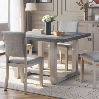 Sunvega Transitional Natural Tone Rubberwood Dining Table with Trestle Base