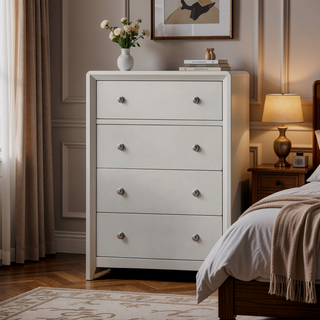 Sunvega Champagne Finish Contemporary Bedroom Chest with 4 Dovetail Drawers