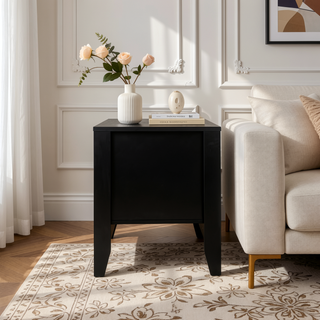 Sunvega Modern Mid Century Nightstand with Drawer and Open Storage Shelf