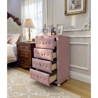 Sunvega Stylish Upholstered Fabric Chest with Arched Headboard and Drawers