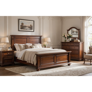 Sunvega Cherry Nightstand with Three Easy Glide Drawers and Velvet Lining