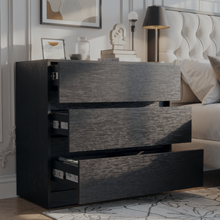 Sunvega White Three Drawer Dresser with Pull Out Mechanism and Metal Rails