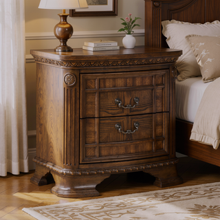 Sunvega Dark Brown Finish Traditional Nightstand with 2 Dovetail Drawers and Cedar Veneer