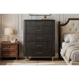 Sunvega Espresso Finish Chest with Smooth Metal Glides and Dovetail Joints
