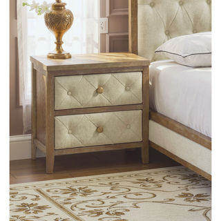 Sunvega Modern Walnut Finish Nightstand with Two Beautiful Storage Drawers