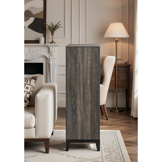 Sunvega Valdemar Brown Fabric and Weathered Gray Finish Queen Size Bed