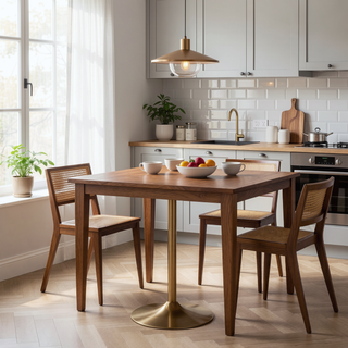 Sunvega Gold Metal and White Wood Pebble Adjustable Dining or Bar Table