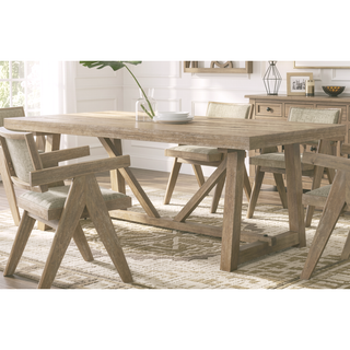 Sunvega Black Contemporary Metal Trestle Base Dining Table Rectangle 1pc