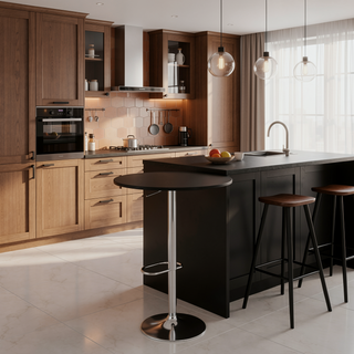 Sunvega Elia Contemporary Adjustable Height Bar Table with Wooden Top