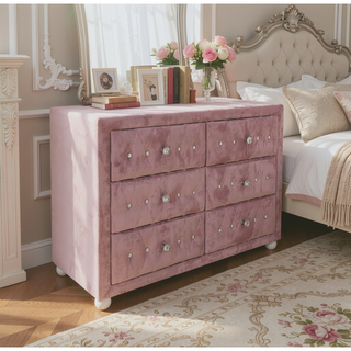 Sunvega Stylish Upholstered Fabric Chest with Arched Headboard and Drawers