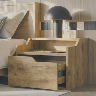 Sunvega Dark Brown Floating Nightstand with Versatile Dual-Shelf Display Design