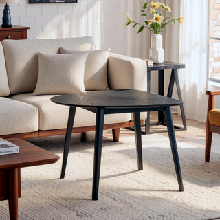 Sunvega Modern Black Finish Wooden Dining Table with Unique Shape Tabletop