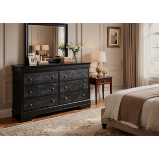 Sunvega Crystal Embellished Contemporary Dresser with Textured Drawer Fronts