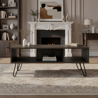 Sunvega Minnesota Charcoal Coffee Table with Extensive Top Surface and Open Shelf