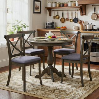 Sunvega Modern Polyester Upholstered Cross Back Dining Chairs Set of 2
