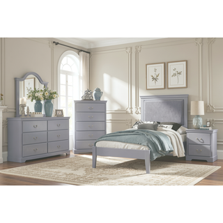 Sunvega Gray Traditional Nightstand with 2 Dovetail Drawers and Satin Nickel Handles