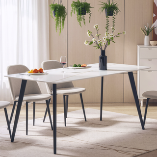 Sunvega 70 inch White Porcelain Kitchen Dining Table for 4-8 People