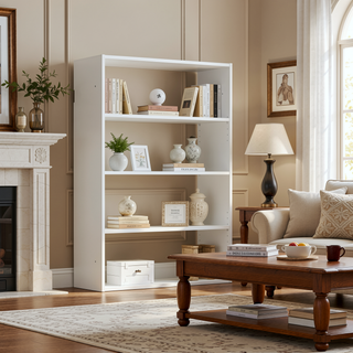 Sunvega White Wall Mounted Wood Closet System with Heavy-Duty Bracket and Modular Units