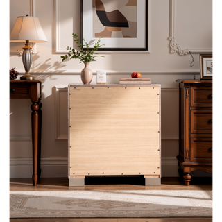 Sunvega Elegant Silver Champagne Nightstand with Two Ample Drawers for Snug Areas
