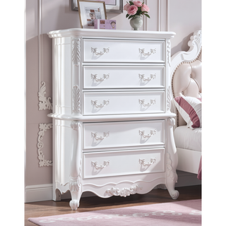 Sunvega White Finish Chest with Ample Storage Drawers and Versatile Shelf