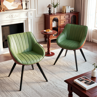 Sunvega Modern PU Leather Dining Chairs Set of 2 with Black Metal Legs for Kitchen