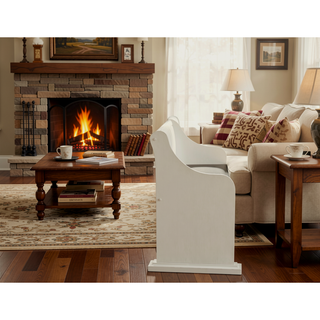 Sunvega White Farmhouse Bench With Back Lift Top Hidden Storage