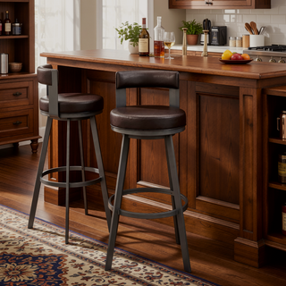 Sunvega Brown Faux Leather Swivel Bar Stool with 360 Degree Rotation