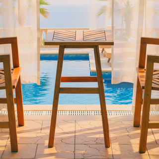Sunvega Honey Eucalyptus Wooden Outdoor Dining Stool with Weather Resistant Finish