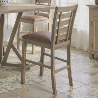 Sunvega Modern Farmhouse Solid Wood Ladderback Counter Height Chairs with Upholstered Cushion